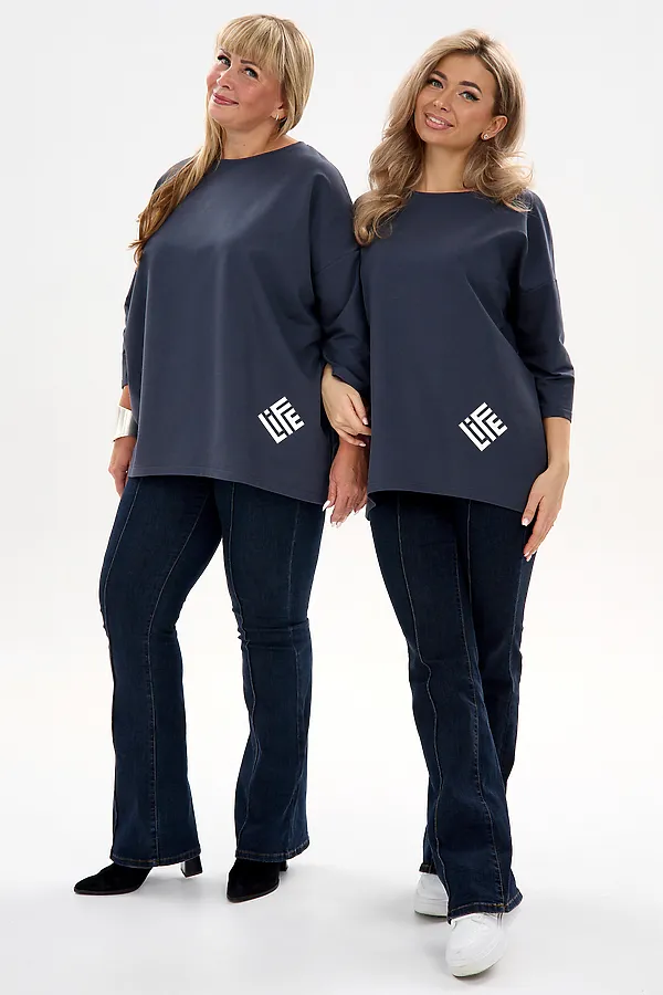 Лонгслив Футер life НАТАЛИ, графит - фото 2