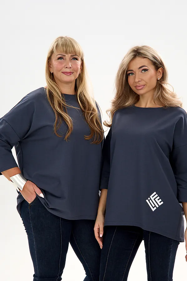 Лонгслив Футер life НАТАЛИ, графит - фото 2