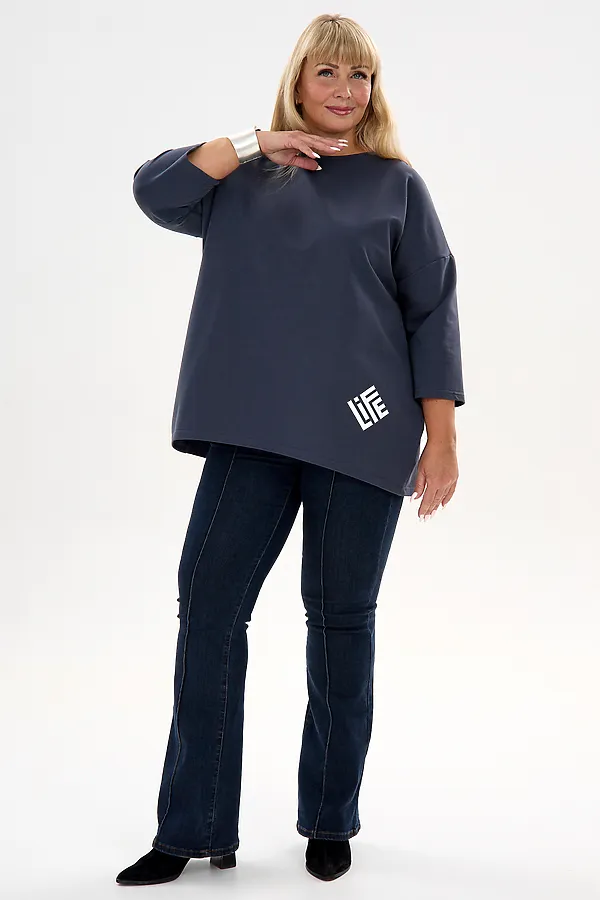 Лонгслив Футер life НАТАЛИ, графит - фото 2