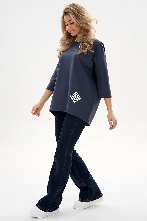 Лонгслив Футер life НАТАЛИ, графит - фото 2