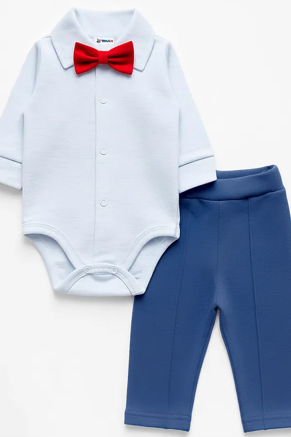 Комплект (Боди+Брючки) YOULALA, белый, синий - фото 2