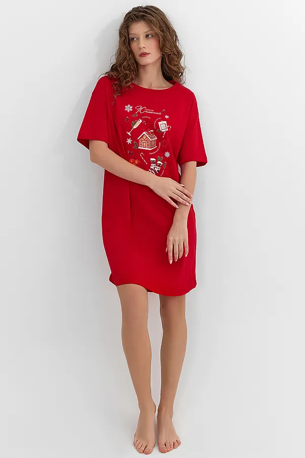 Сорочка ночная MARK FORMELLE, красный +печать2 - фото 2
