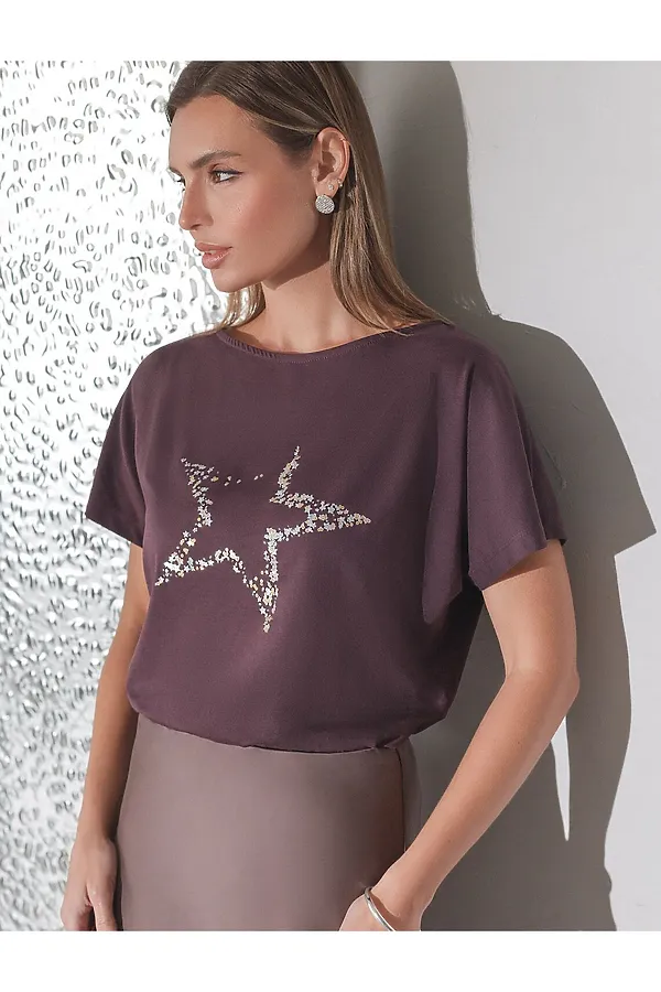 Футболка VILATTE, бургунди_stars - фото 2