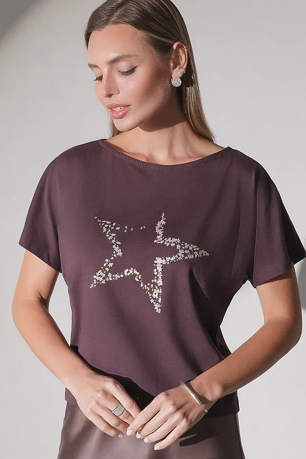 Футболка VILATTE, бургунди_stars - фото 2