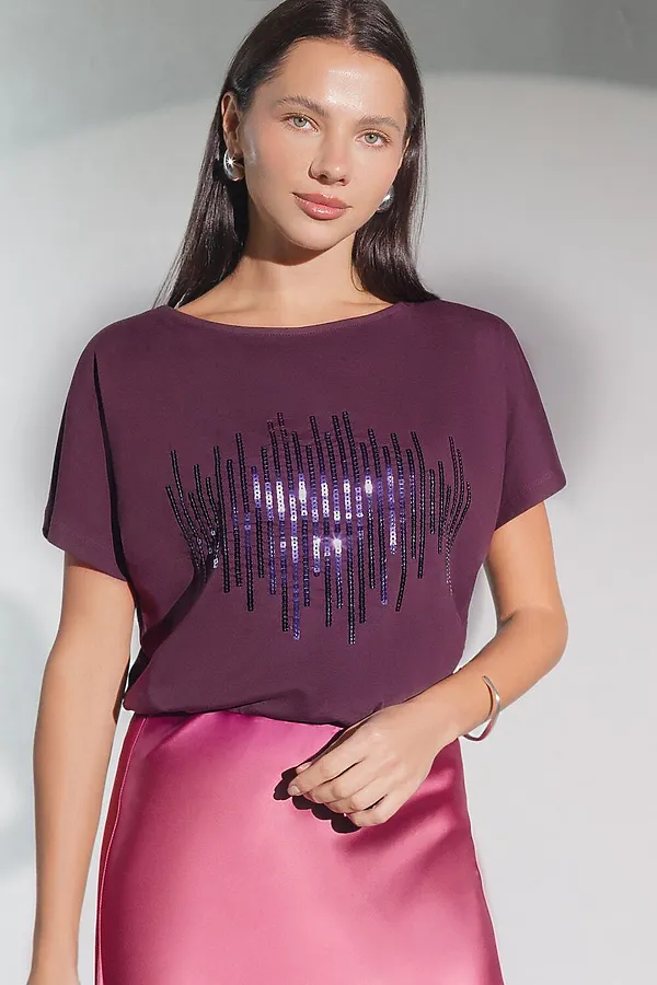 Футболка VILATTE, бургунди_stripes - фото 2