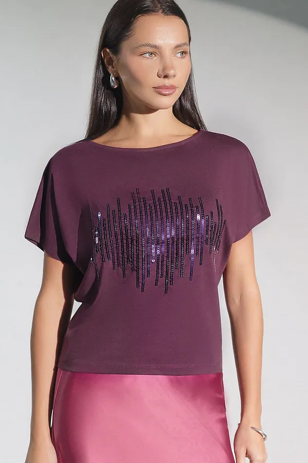 Футболка VILATTE, бургунди_stripes - фото 2