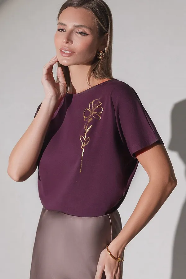 Футболка VILATTE, бургунди_цветок - фото 2