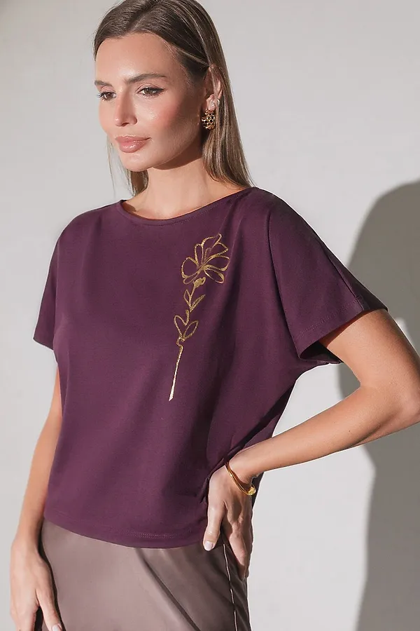 Футболка VILATTE, бургунди_цветок - фото 2