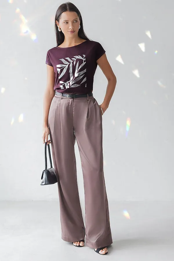 Футболка VILATTE, бургунди_листики - фото 2