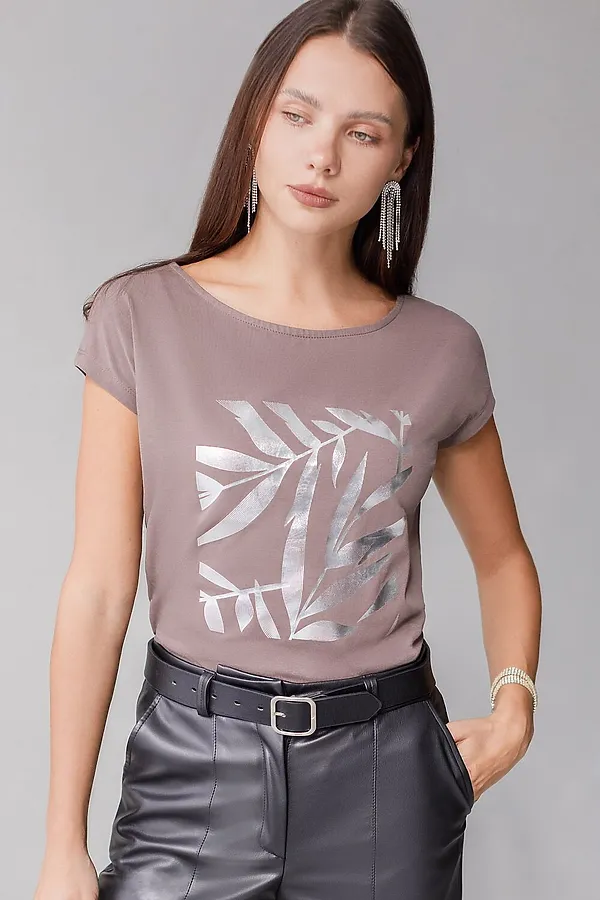 Футболка VILATTE, кофейный_листики - фото 2