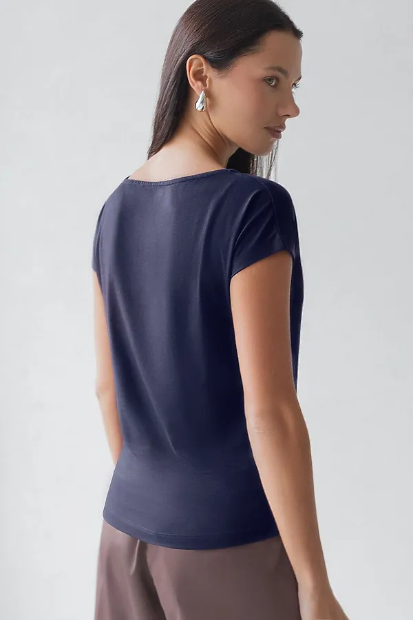 Футболка VILATTE, т.синий_листики - фото 2