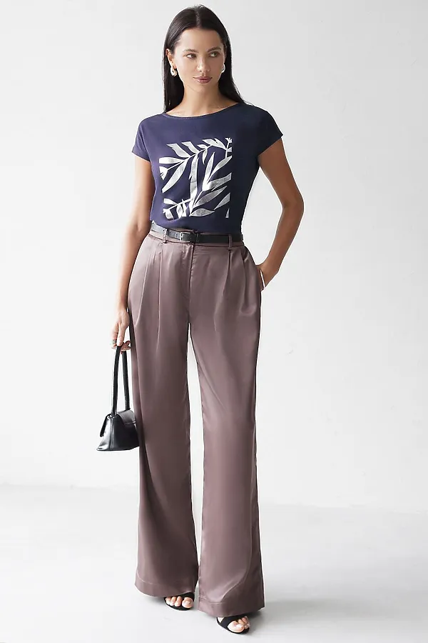 Футболка VILATTE, т.синий_листики - фото 2