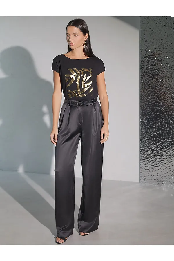 Футболка VILATTE, черный_листики - фото 2