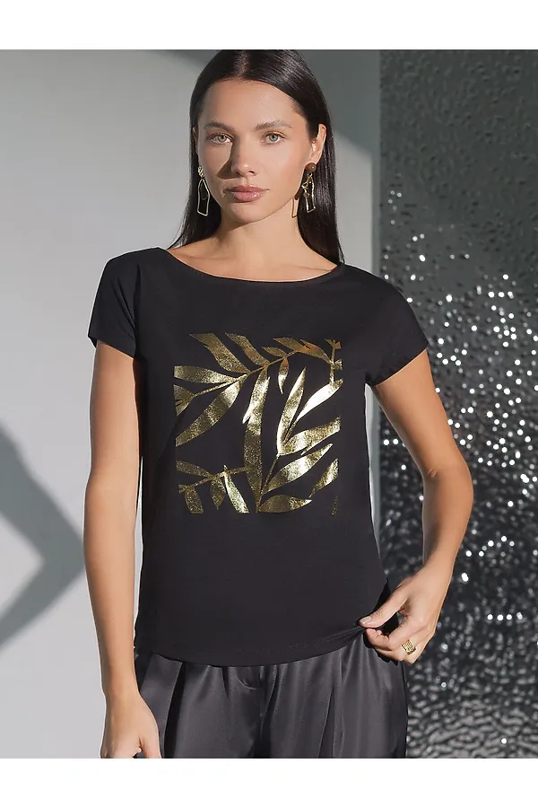 Футболка VILATTE, черный_листики - фото 2