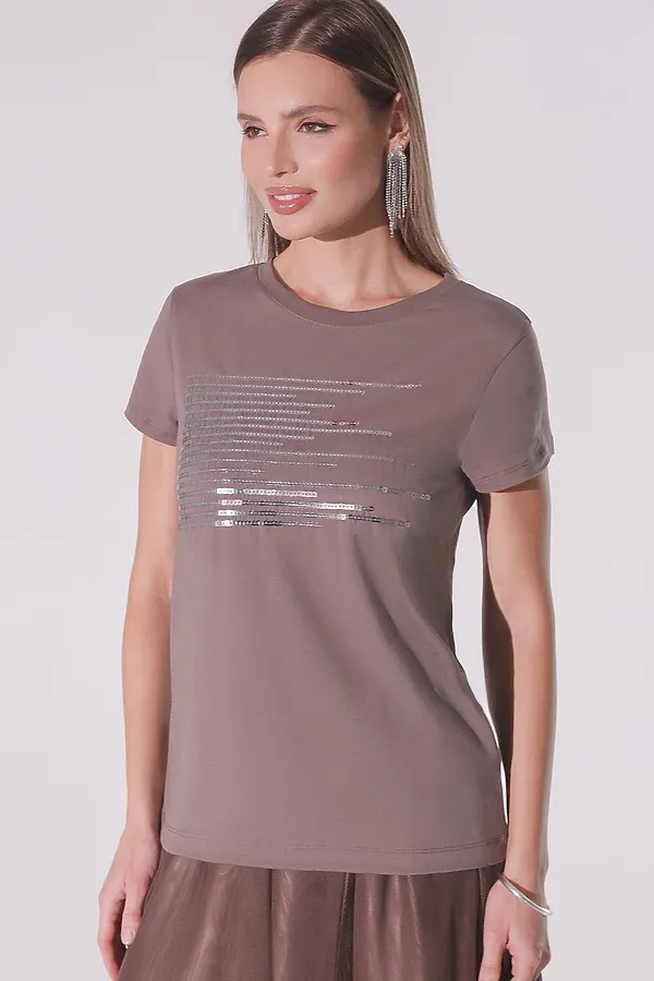 Футболка VILATTE, кофейный_shiny stripes - фото 2