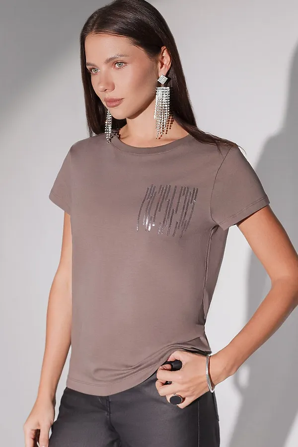 Футболка VILATTE, кофейный_блестки - фото 2