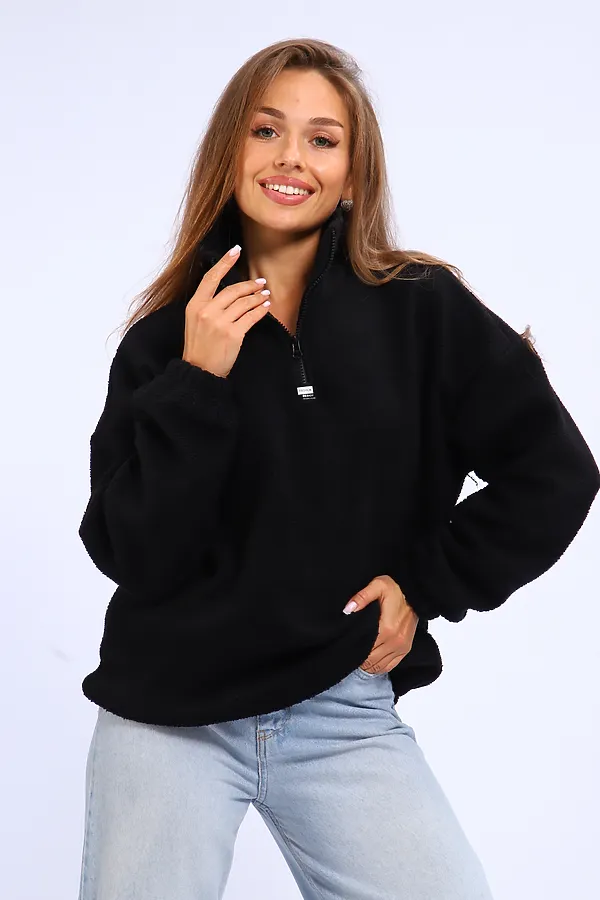 Толстовка плюшевая 001 НАТАЛИ, черный - фото 2