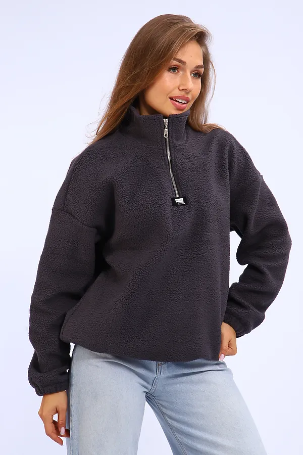 Толстовка плюшевая 001 НАТАЛИ, графит - фото 2