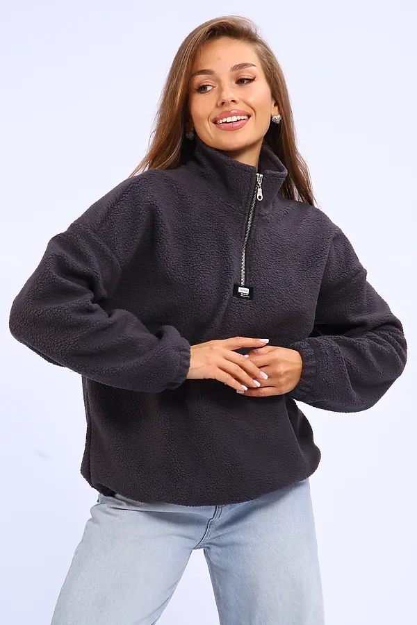 Толстовка плюшевая 001 НАТАЛИ, графит - фото 2