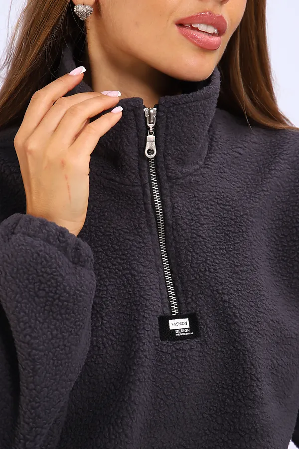 Толстовка плюшевая 001 НАТАЛИ, графит - фото 2