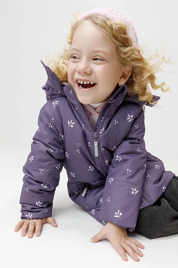 Куртка CROCKID, темный баклажан, мини цветы - фото 2