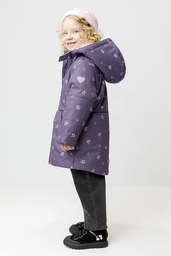 Куртка CROCKID, темный баклажан, мини цветы - фото 2