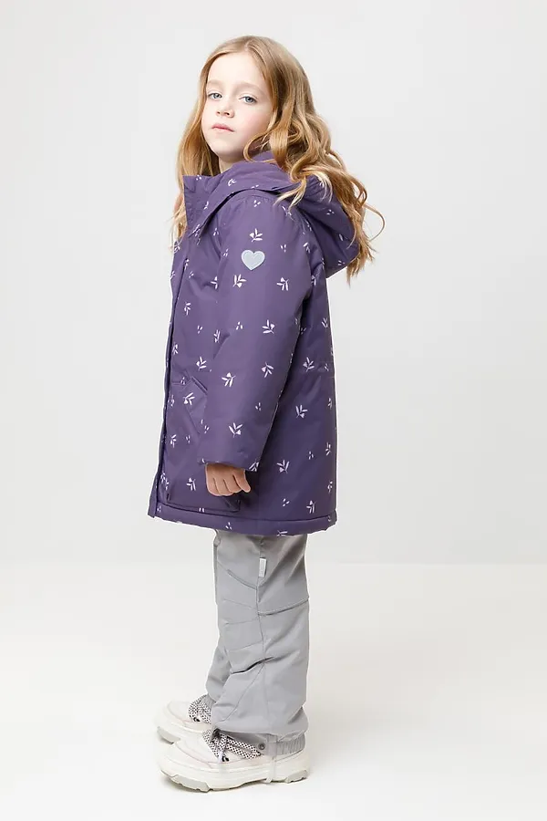 Куртка CROCKID, темный баклажан, мини цветы - фото 2