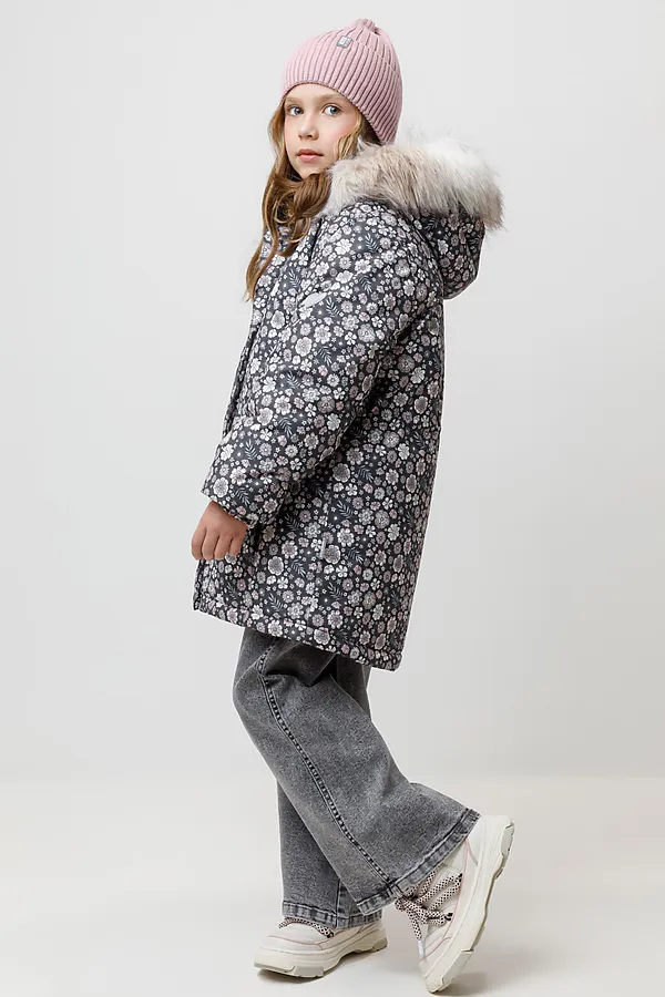 Куртка CROCKID, графит, маленькие цветы и листья - фото 2