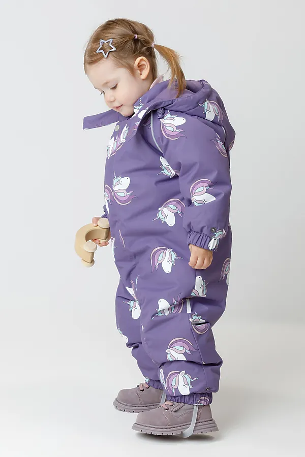 Комбинезон CROCKID, фиолетовый,маленькие единороги - фото 2