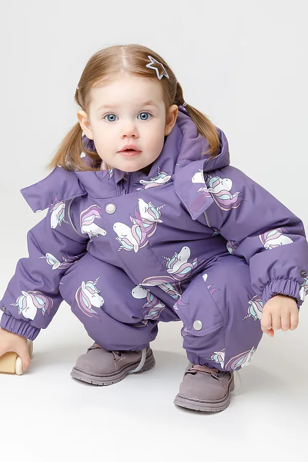 Комбинезон CROCKID, фиолетовый,маленькие единороги - фото 2