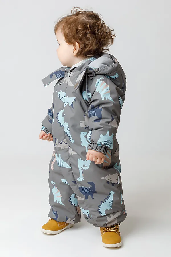 Комбинезон CROCKID, серо-коричневый, динозавры - фото 2