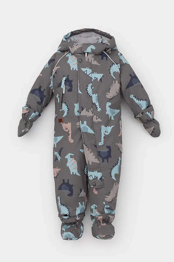 Комбинезон CROCKID, серо-коричневый, динозавры - фото 2