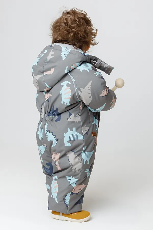 Комбинезон CROCKID, серо-коричневый, динозавры - фото 2