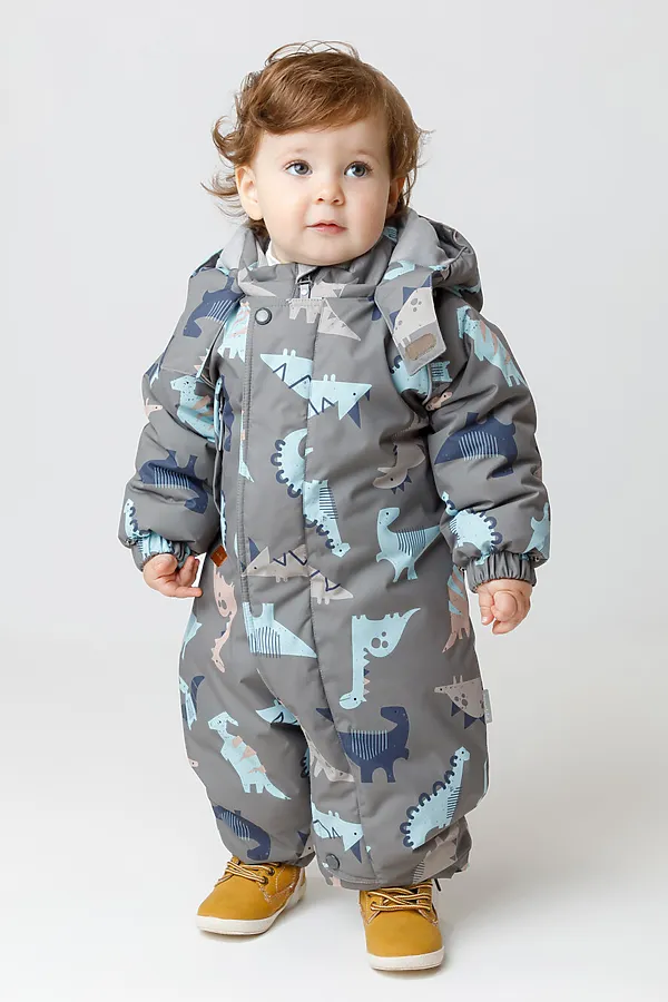 Комбинезон CROCKID, серо-коричневый, динозавры - фото 2