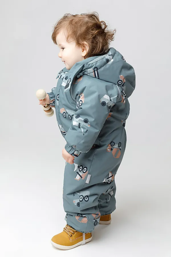 Комбинезон CROCKID, пыльно-бирюзовый, строительная техника - фото 2