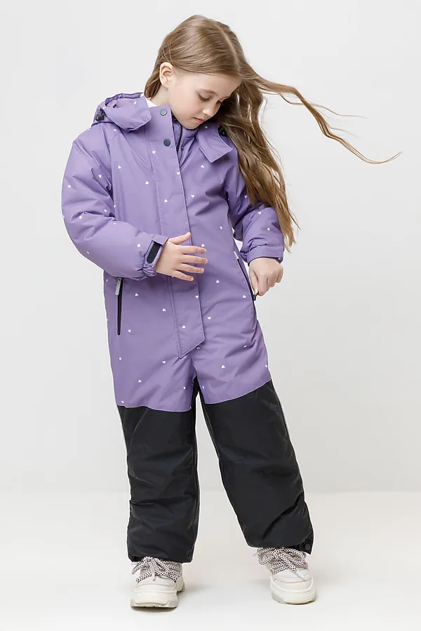 Комбинезон CROCKID, фиолетовый, фоновые сердечки - фото 2