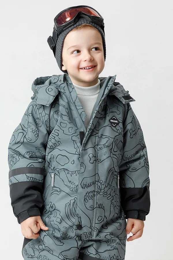 Комбинезон CROCKID, пыльно-бирюзовый, динозавры - фото 2