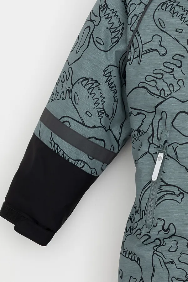 Комбинезон CROCKID, пыльно-бирюзовый, динозавры - фото 2