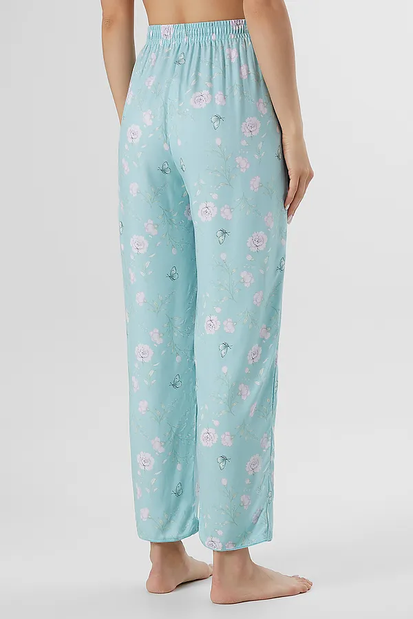 Комплект женский (футболка, бриджи) MARK FORMELLE, мятный +цветы на мятном - фото 2