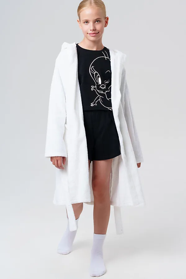 Халат текстильный для девочек PLAYTODAY, белый - фото 2