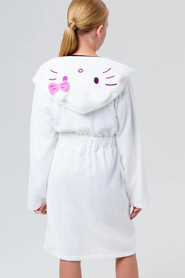 Халат текстильный для девочек PLAYTODAY, белый - фото 2
