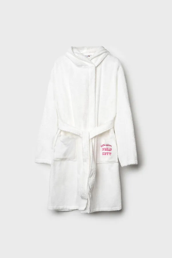 Халат текстильный для девочек PLAYTODAY, белый - фото 2