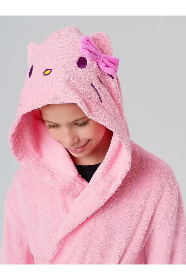 Халат текстильный для девочек PLAYTODAY, розовый - фото 2