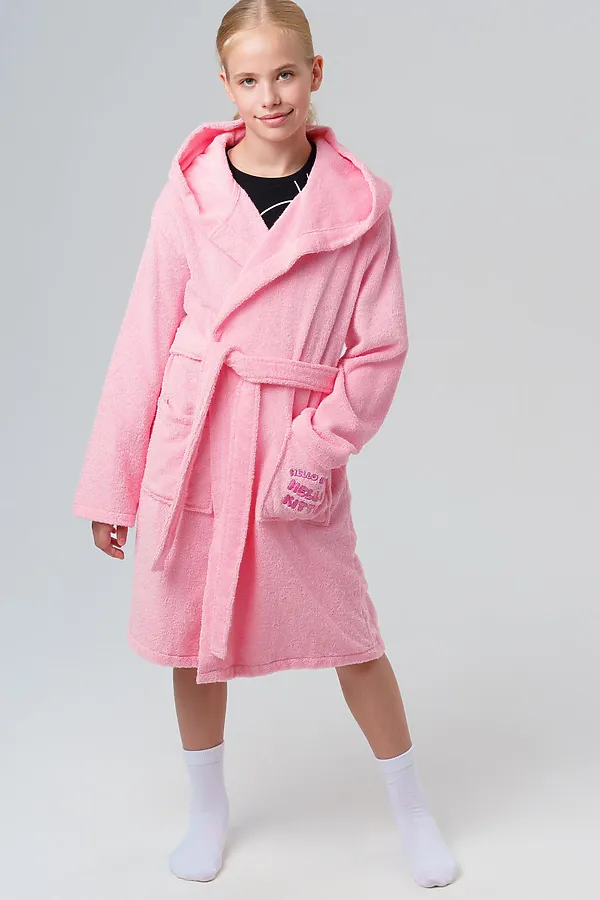 Халат текстильный для девочек PLAYTODAY, розовый - фото 2