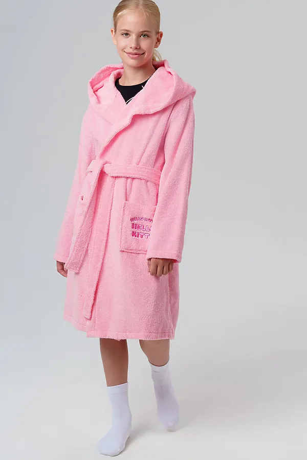 Халат текстильный для девочек PLAYTODAY, розовый - фото 2