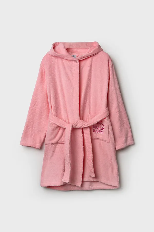 Халат текстильный для девочек PLAYTODAY, розовый - фото 2