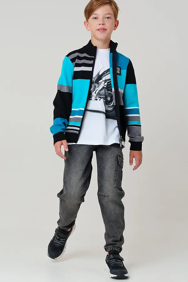 Кардиган трикотажный для мальчиков PLAYTODAY, разноцветный - фото 2