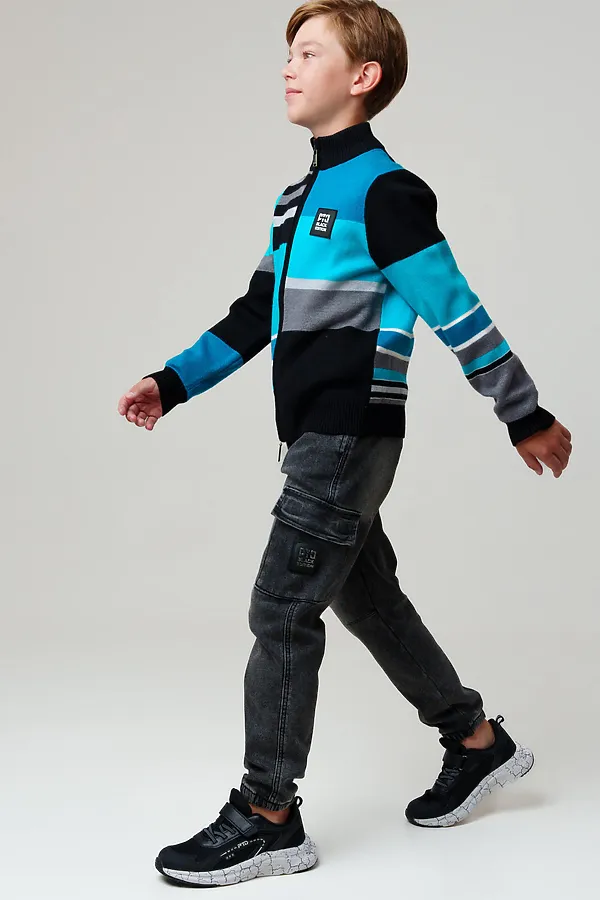 Кардиган трикотажный для мальчиков PLAYTODAY, разноцветный - фото 2
