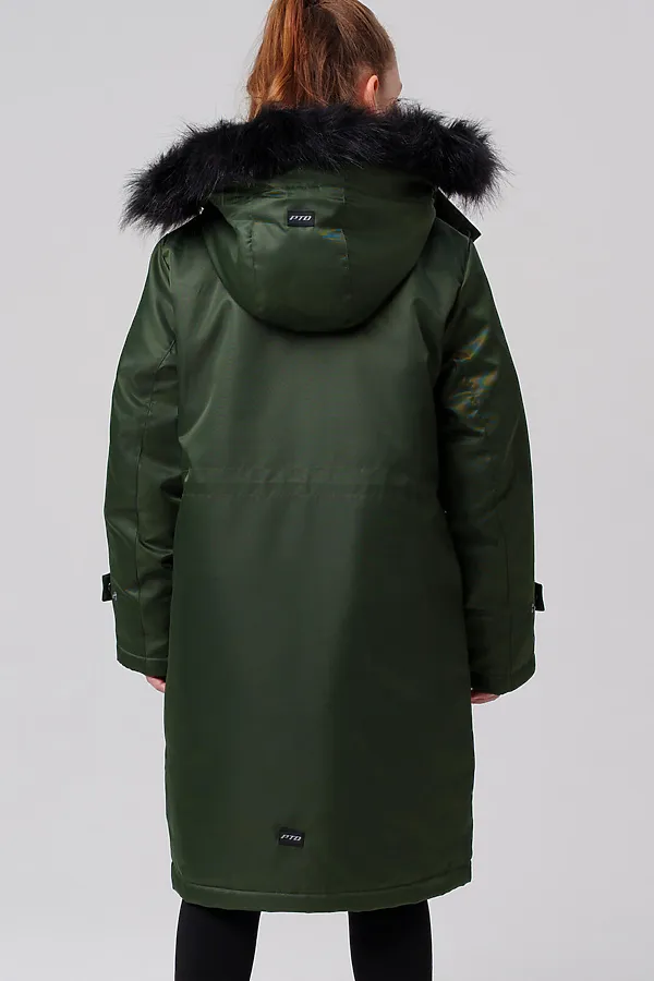 Пальто текстильное с полиуретановым покрытием для девочек PLAYTODAY, темно-зеленый - фото 2