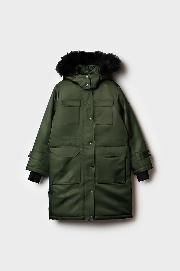 Пальто текстильное с полиуретановым покрытием для девочек PLAYTODAY, темно-зеленый - фото 2